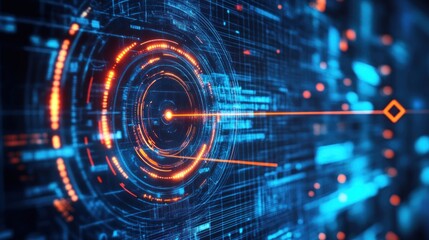 Digital interface with glowing data streams