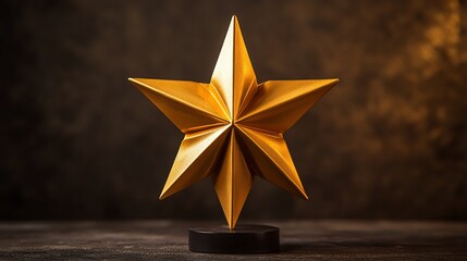 Golden five-pointed star object symbolizes achievement and distinction