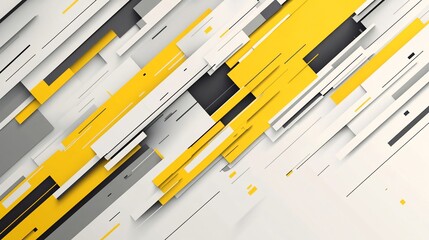 Dynamic composition of geometric shapes in yellow, gray and white tones