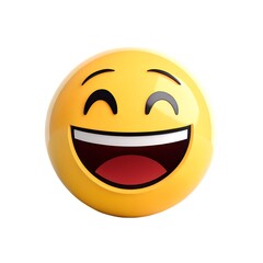 Fototapeta premium A cheerful yellow 3D smiley face icon radiates happiness and joy