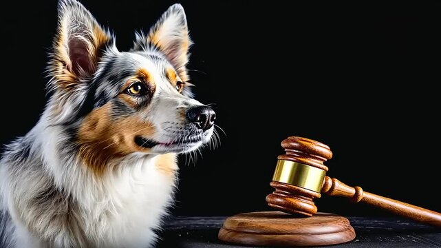 Dog Justice: An Australian Shepherd facing the gavel in a court of law
