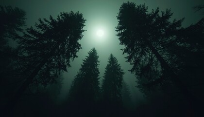 Obraz premium Misty forest at night