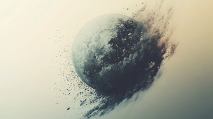 Mystical celestial body with disintegration effect, abstract space design