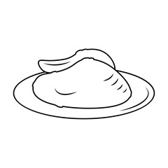 Outline Grilled meat portion. Vector