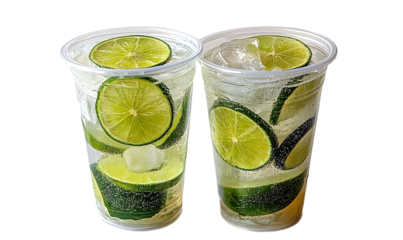 Lime refreshing beverage in cups