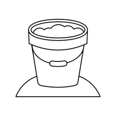 sand bucket line icon with white background vector stock illustration