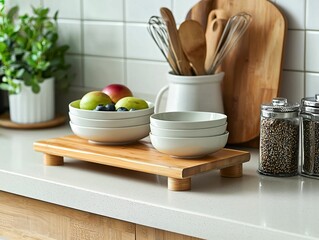 Kitchenware on Bamboo Tray