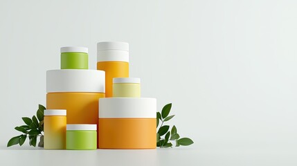 An eye-catching advertisement poster focused on health and wellness, showcasing a bold, minimalistic design in a warm color palette of oranges and greens. The poster employs clean lines and ample