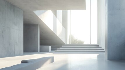 Modern architectural interior with natural light and shadows