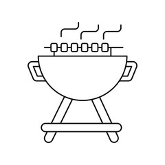 barbecue line icon with white background vector stock illustration