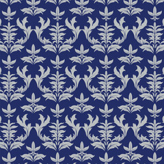 Seamless pattern with damask ornaments. Textured background.