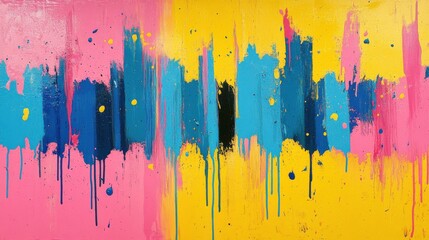 Fototapeta premium modern pink blue yellow oil canvas