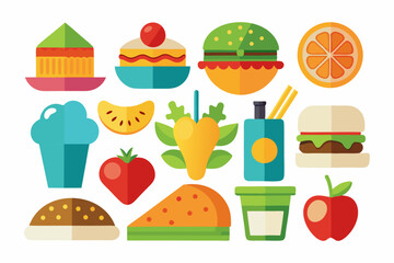 food icon set with white background