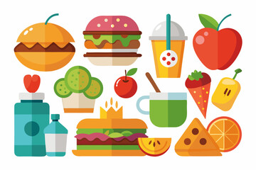 food icon set with white background
