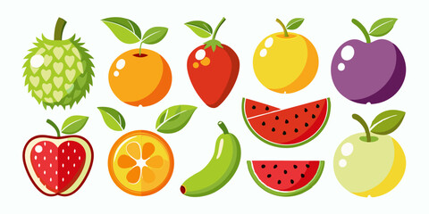 fruit icon set with white background