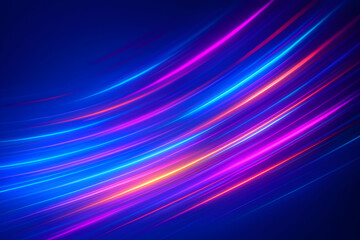 This vibrant abstract image features flowing lines of neon colors in blue, pink, and purple, creating a dynamic visual effect suitable for digital art, backgrounds, and modern desi