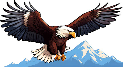 Fototapeta premium Majestic eagle soaring symbol of freedom on white background for illustrations and design projects