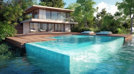 Fototapeta premium Modern house with infinity pool
