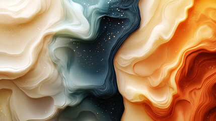 Earthy abstract background in neutral tones with fragments of hand-painted acrylic textures. Symbolizes natural beauty, balance, and organic expression in a modern artistic template.

