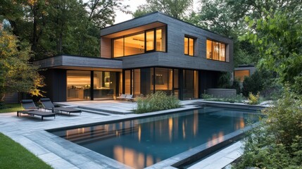 Obraz premium Modern house with pool (1)