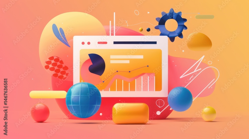 Poster dynamic abstract design with bold geometric shapes and vibrant colors. digital art for design and pr