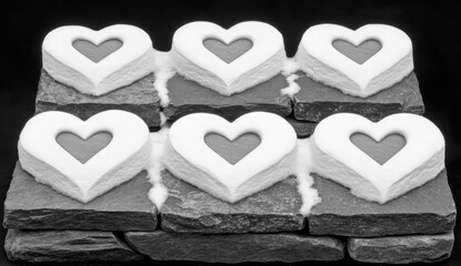 Fototapeta premium Heart-shaped cookies on stone