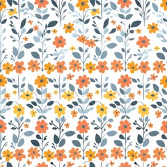seamless cartoon marine life pattern with fish, starfish, jellyfish, seahorses, corals in vivid colors