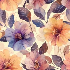 seamless cartoon marine life pattern with fish, starfish, jellyfish, seahorses, corals in vivid colors