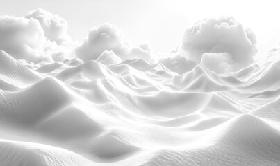 Fototapeta premium Monochromatic desert landscape under a vast, white sky