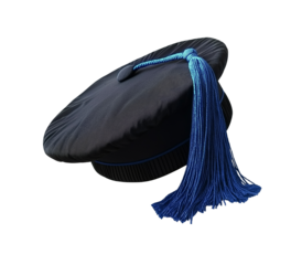 Blue Graduation Cap with Tassel isolated white or transparent background
