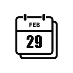 calender icon, 29 february icon with white background	