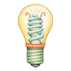 Creative Light Bulb Illustration with Spiral Coil Design