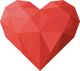 red polygon heart shape, geometric triangle love symbol