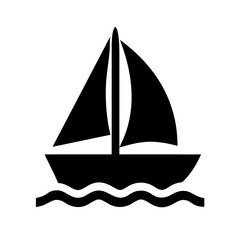 sailboat on water silhouette on transparent background for web and graphic design