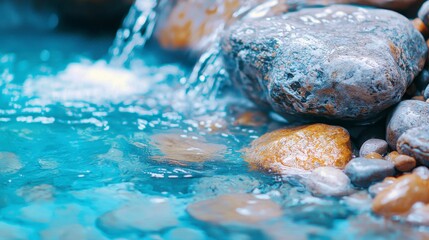 Tranquil Stream with Smooth Stones and Clear Water Ripples