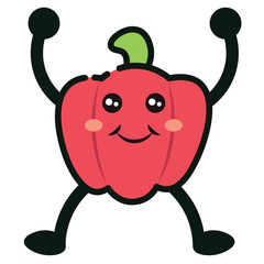 Smiling red bell pepper. Vector