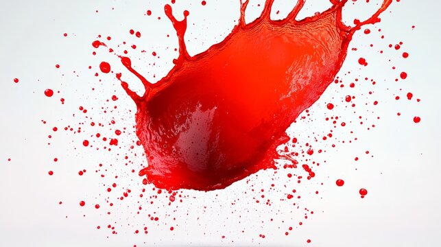 Splash of red paint on a white background. The splash is large and covers a significant portion of the background. The red paint creates a sense of energy and movement