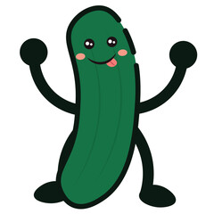 Cute cucumber smile. Vector