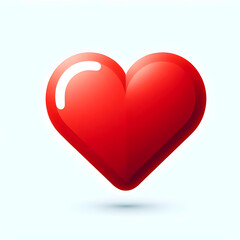 Simple all red plain heart icon isolated on white background 