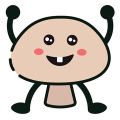 Smiling mushroom cartoon. Vector