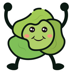 Lettuce with happy face. Vector