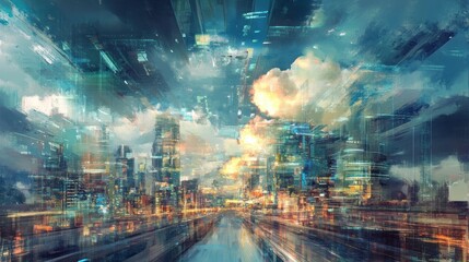 Futuristic cityscape panorama