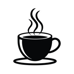 Hot Coffee Cup Steaming Minimal Vector Art