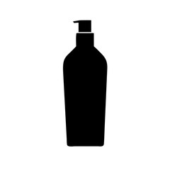 tall cosmetic bottle silhouette on transparent background for web and graphic design