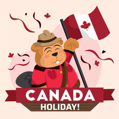 Beaver holding flag Vector