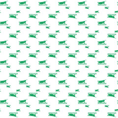 Seamless Pattern Featuring Green Grasshoppers and Grass on White Background