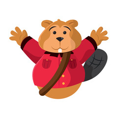 Happy beaver in red coat Vector