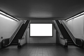 Fototapeta premium Empty Subway Passageway with Blank Advertisement