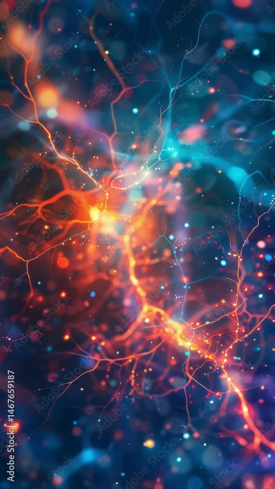 Aufkleber explore a vibrant abstract representation of neural connections with glowing patterns and dynamic co