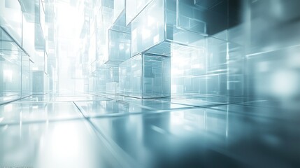 Obraz premium Glassy cube formation in blue-toned abstract design